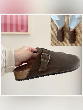 NWOT Nordic Suede Slip-On Clog with Buckle Size 7.5W